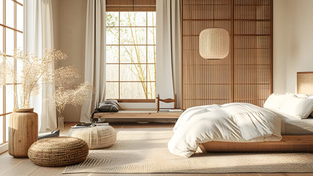 office room with the Japandi style. From minimalist designs to natural materialsの素材