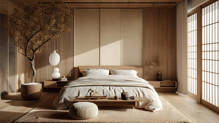 office room with the Japandi style. From minimalist designs to natural materialsの素材