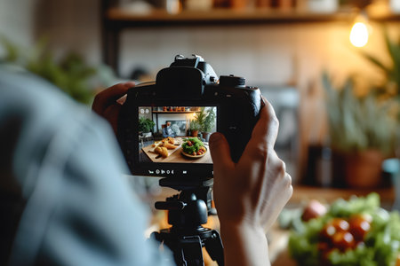 Professional content creator taking picturesの素材