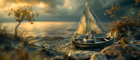 Sailboat on the seashore.の素材