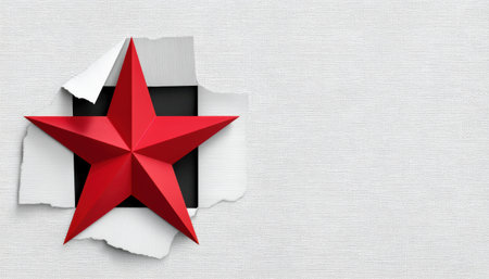 Red star collage geometric paper tear textured background modern design boldの素材