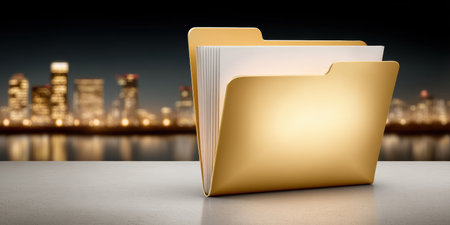 Gold file folder data folder document organizer office folder business document file data storage folderの素材