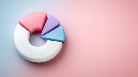 Pastel 3D donut chart e commerc data visualization with modern pie segments soft lightingの素材