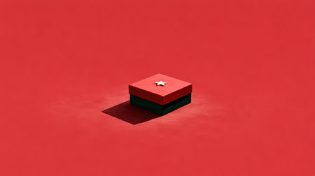 Christmas red gift box star minimal holiday present festive moodの素材