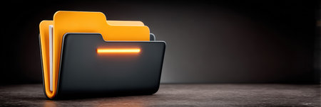 Secure file folder concept with glowing accent data security and digital protectionの素材