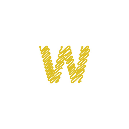 Initial letter W scribble gold logoのイラスト素材