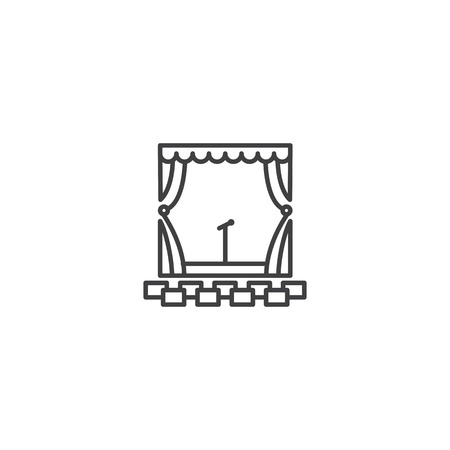 Concert stage, theater stage, stand up line icon vectorのイラスト素材