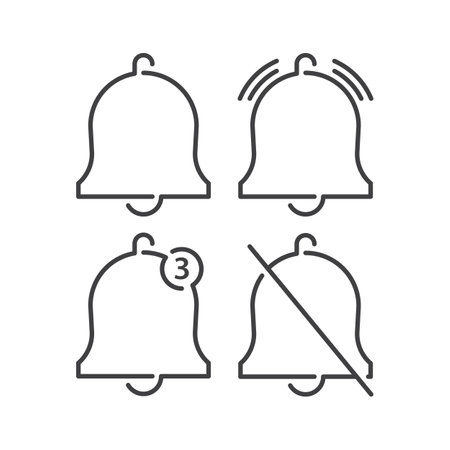 Set of notification, bell, alarm. Vector icon templateのイラスト素材