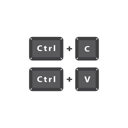 Copy and paste, ctrl c and ctrl v button. Vector icon templateのイラスト素材