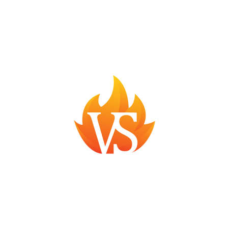 VS, versus with fire flame. Vector icon logo templateのイラスト素材
