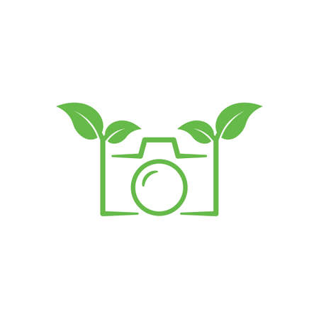 Nature photography, leaf nature camera photo. Vector icon logo templateのイラスト素材