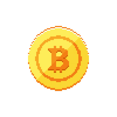Bitcoin. Pixel art line icon vector illustrationのイラスト素材
