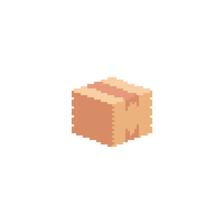 Closed box, package delivery. Pixel art 8 bit vector icon illustrationのイラスト素材