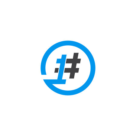 Hashtag number one quality trending inside circle. Vector icon illustrationのイラスト素材