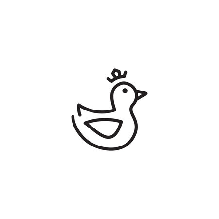 Unique cute duck with crown. Vector logo icon templateのイラスト素材