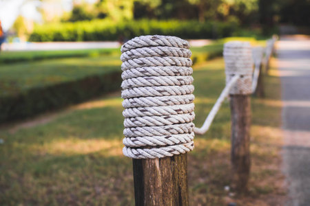 Fence made of twisted rope.の写真素材