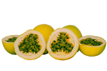 passion fruit on white backgroundの写真素材