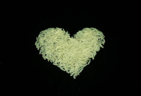 White Heart by rice. valentine day concept.の写真素材