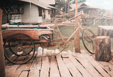 old damage of three-wheeler, Thailand tricycle in vintage styleの写真素材