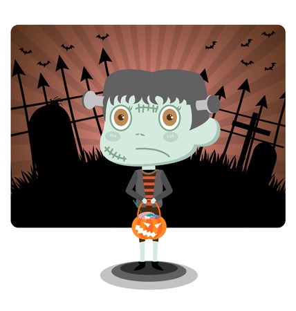 Frankenstein with Halloween Vector file is eps 10 and uses transparency blends and gradient meshのイラスト素材