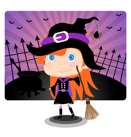 Witch Halloween Giirl Vector file is eps 10 and uses transparency blends and gradient meshのイラスト素材