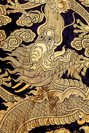 The painting on the wall in the templeの写真素材