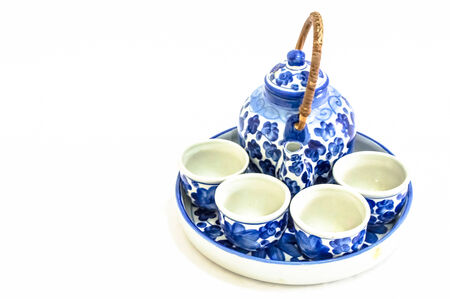 The chinese teapot on the white backgroundの写真素材
