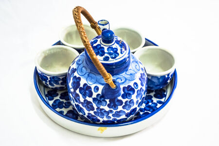 The chinese teapot on the white 