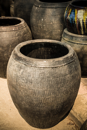 The flowerpot made from baked clay in sunday marketの写真素材