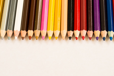 The coloured pencil on the white backgroundの写真素材