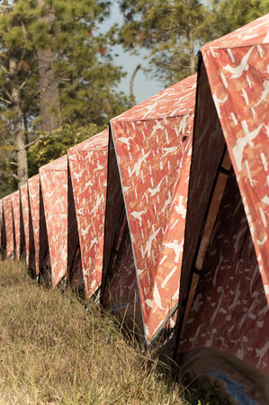 The row of tents on the camp groundの写真素材