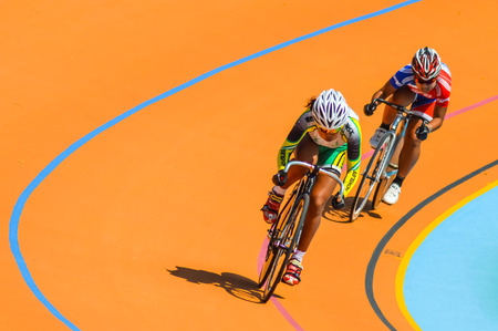 SUPHANBURI THAILAND-JANUARY 14:Thailand Cycling Championship 2014 at Suphanburi stadium on January 14,2014 Suphanburi District, Thailandのeditorial素材