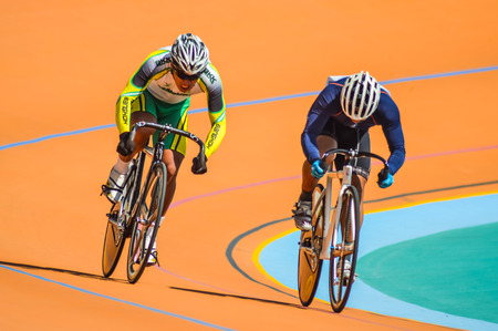 SUPHANBURI THAILAND-JANUARY 14:Thailand Cycling Championship 2014 at Suphanburi stadium on January 14,2014 Suphanburi District, Thailandのeditorial素材