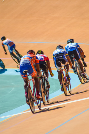 SUPHANBURI THAILAND-JANUARY 14:Thailand Cycling Championship 2014 at Suphanburi stadium on January 14,2014 Suphanburi District, Thailandのeditorial素材