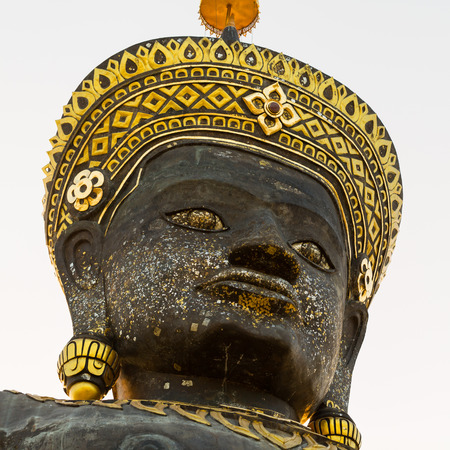 big Buddha image named Phra Buddha Maha Thammaracha in Traiphum temple at Phetchabun, Thailandの写真素材