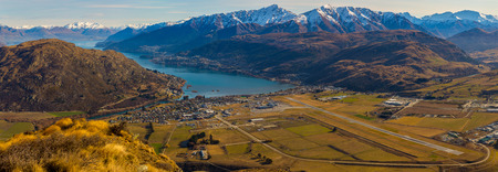 Aerial view of Frankton and Queenstown International Airport,   the world's most scenic airport...