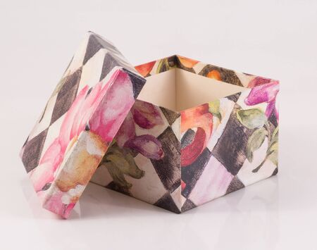 Vintage Gift box isolated on whiteの写真素材