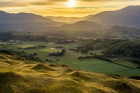 Sunrise view from Coronet Peat, Queenstown, New Zealandの写真素材