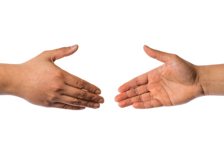 man shaking hands isolated on white background
