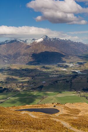 Queenstown area overlook from top of the Coronet Peak, New Zealandの写真素材