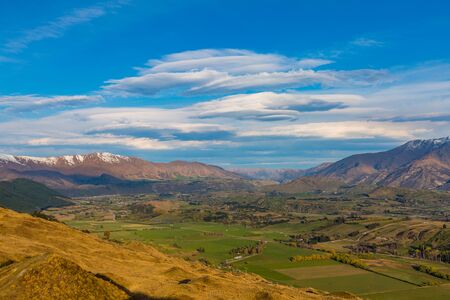 Queenstown area overlook from top of the Coronet Peak, New Zealand