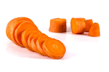 orange carrot isolated on white backgroundの写真素材