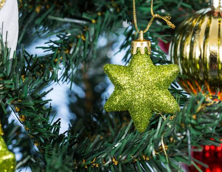Christmas ornament on Christmas treeの写真素材