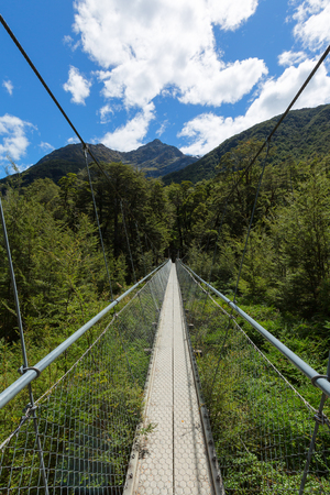 Swing Bridge across the Route Burn on Routeburn Track, New Zealandの素材 [FY31053128724]