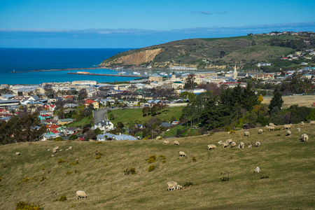 Overlook view of Oamaru town in New Zealandの写真素材