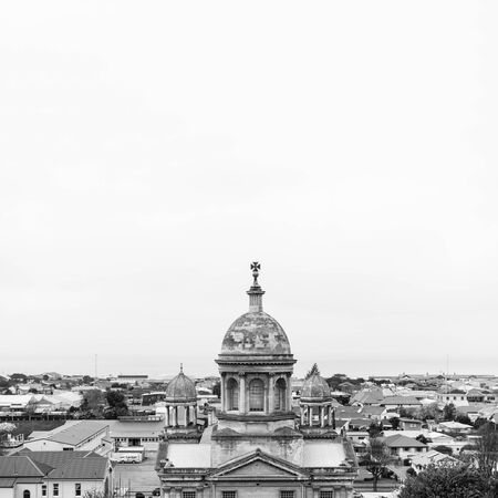 Overlook view of Oamaru in Black and White background imageの写真素材