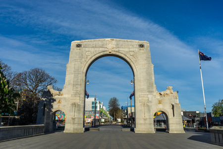 Christchurch, New Zealand - October 19, 2016: The Bridge of Remembrance is the war memorials in Christchurch, New Zealand. It is dedicated to those who died in World War I.のeditorial素材
