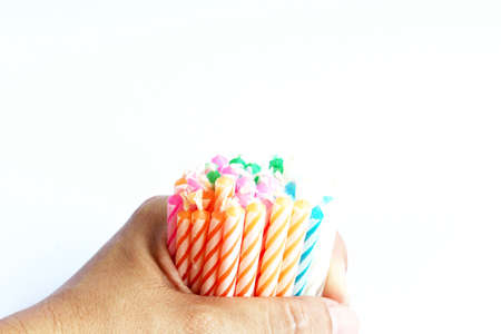 Candles on white background の写真素材