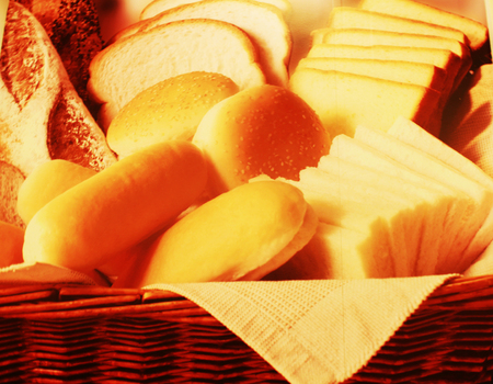 The bread in brown basket