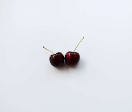 The cherry on white backgroundの写真素材